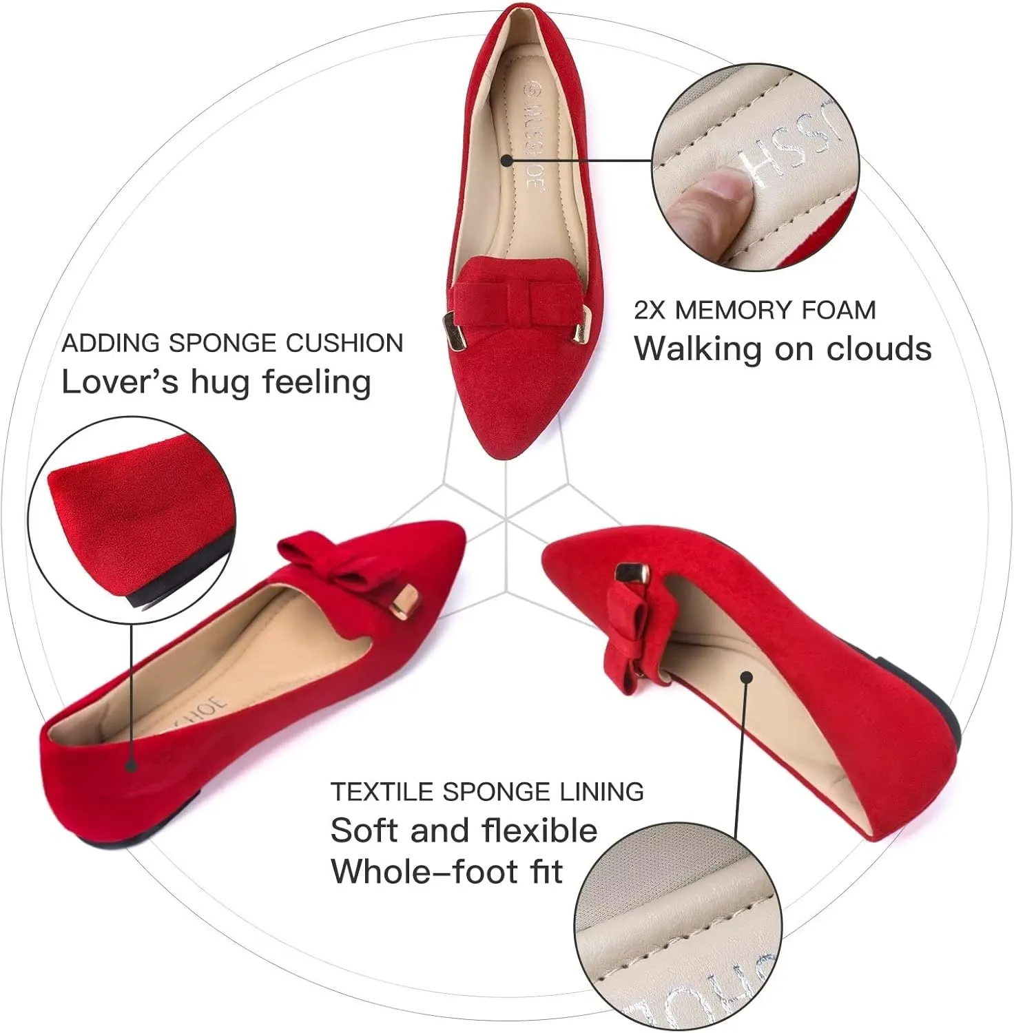MUSSHOE Flat Shoes Women Comfortable Pointed Toe Women's Flats