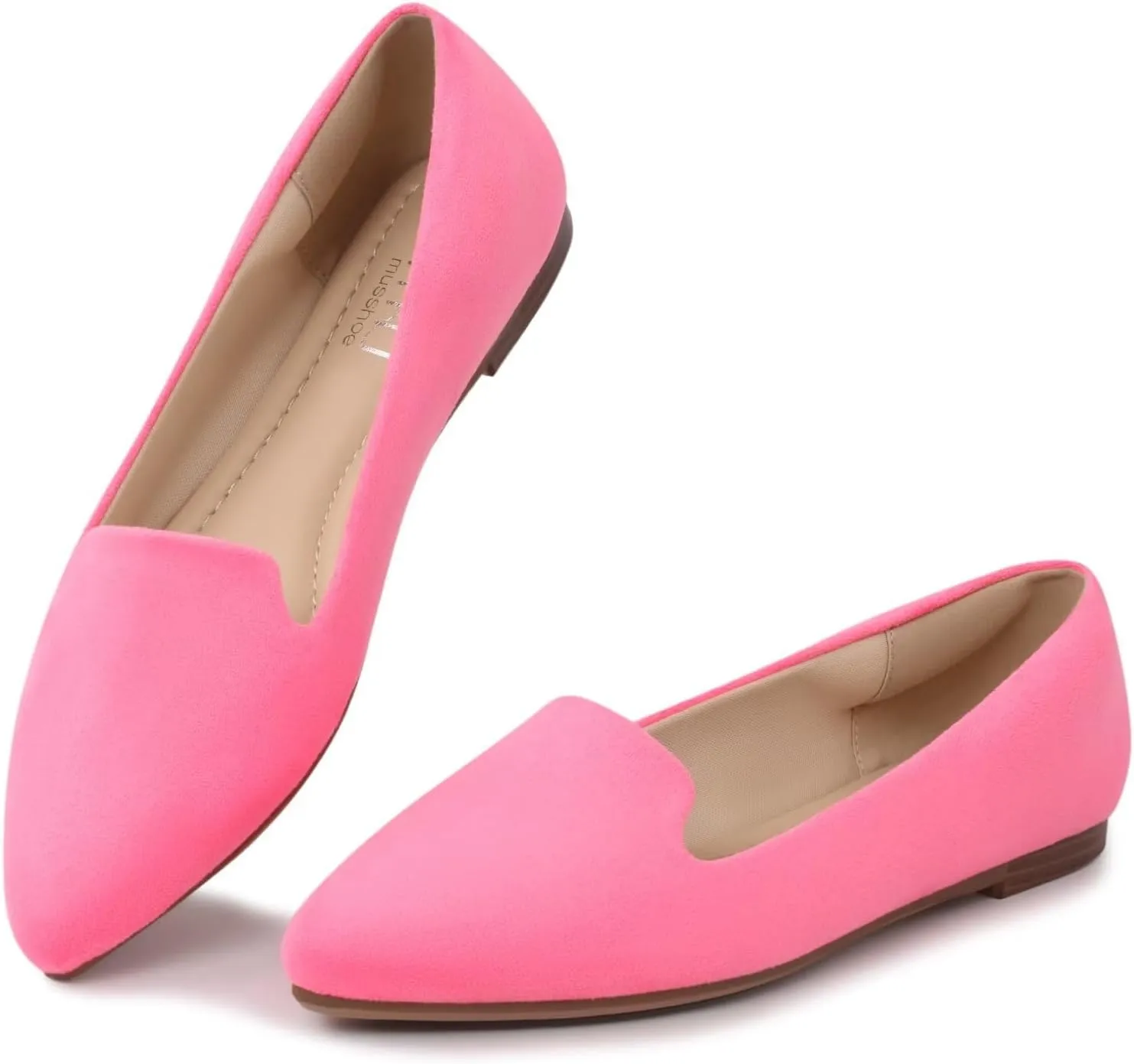 MUSSHOE Flats for Women Dressy Comfortable Ballerina Flats Pointed Toe Slip-on Casual Business Shoes Work Shoes for Women