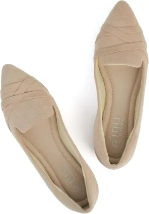 MUSSHOE Flats Shoes Women Dressy Pointed Toe Slip on Microfiber Comfortable Women's Flats Ballet Flats for Women