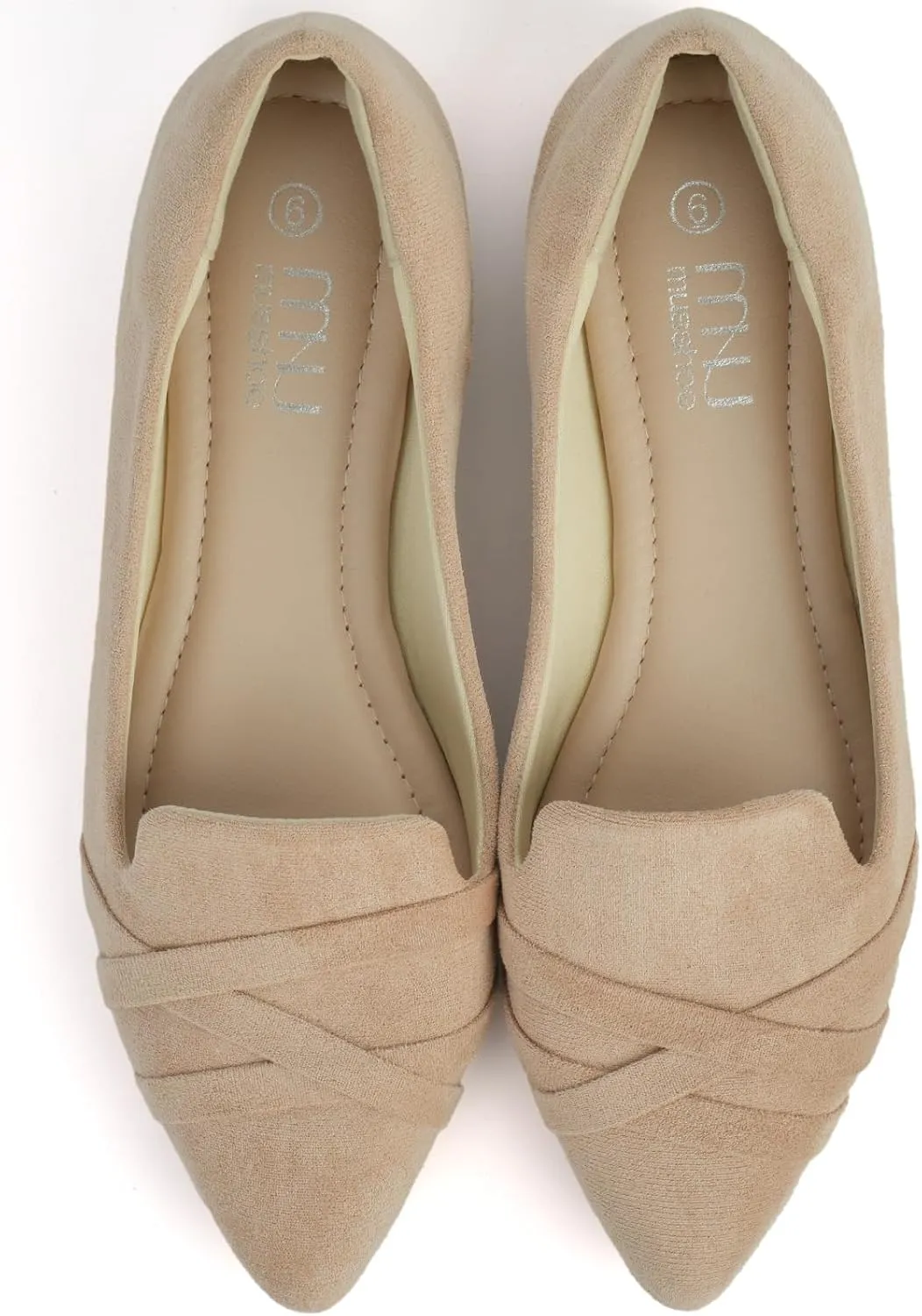 MUSSHOE Flats Shoes Women Dressy Pointed Toe Slip on Microfiber Comfortable Women's Flats Ballet Flats for Women