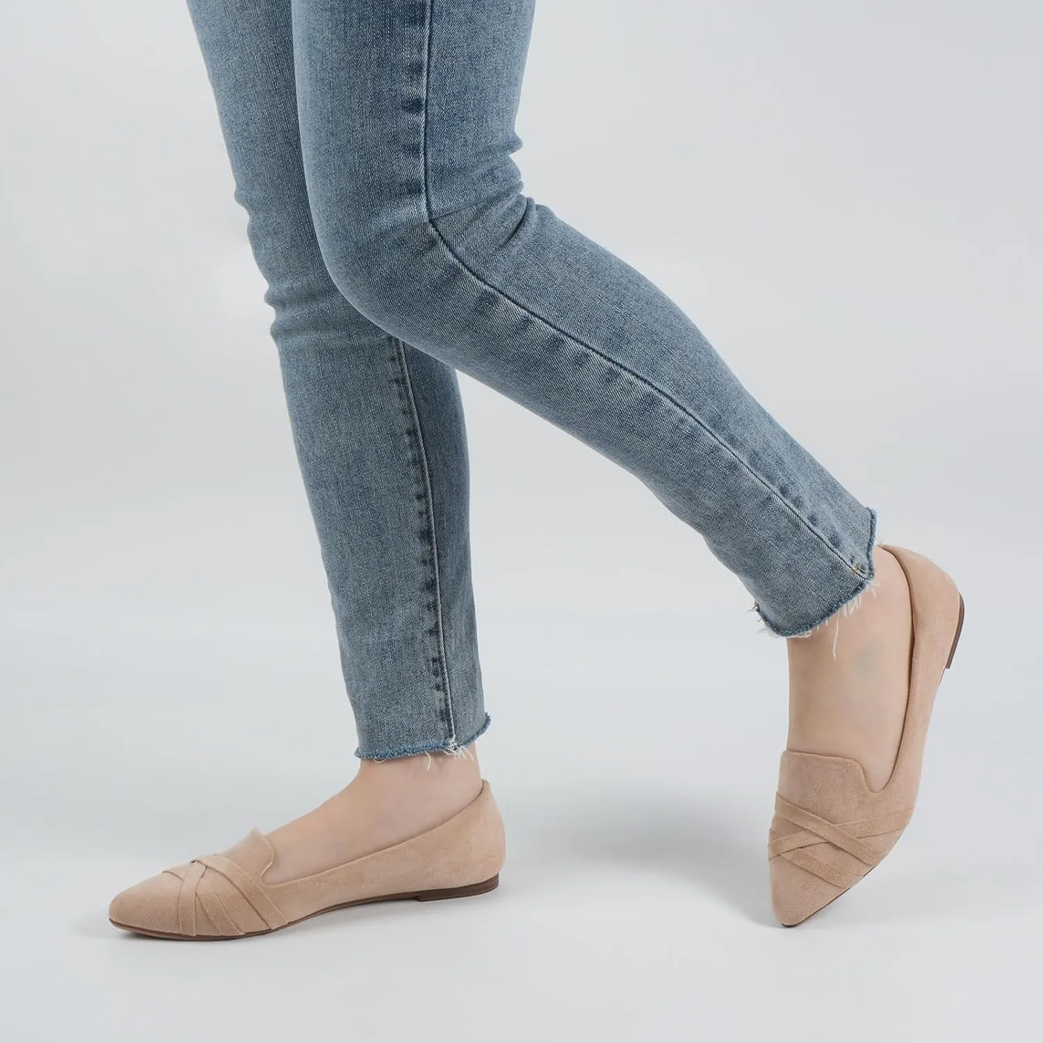 MUSSHOE Flats Shoes Women Dressy Pointed Toe Slip on Microfiber Comfortable Women's Flats Ballet Flats for Women