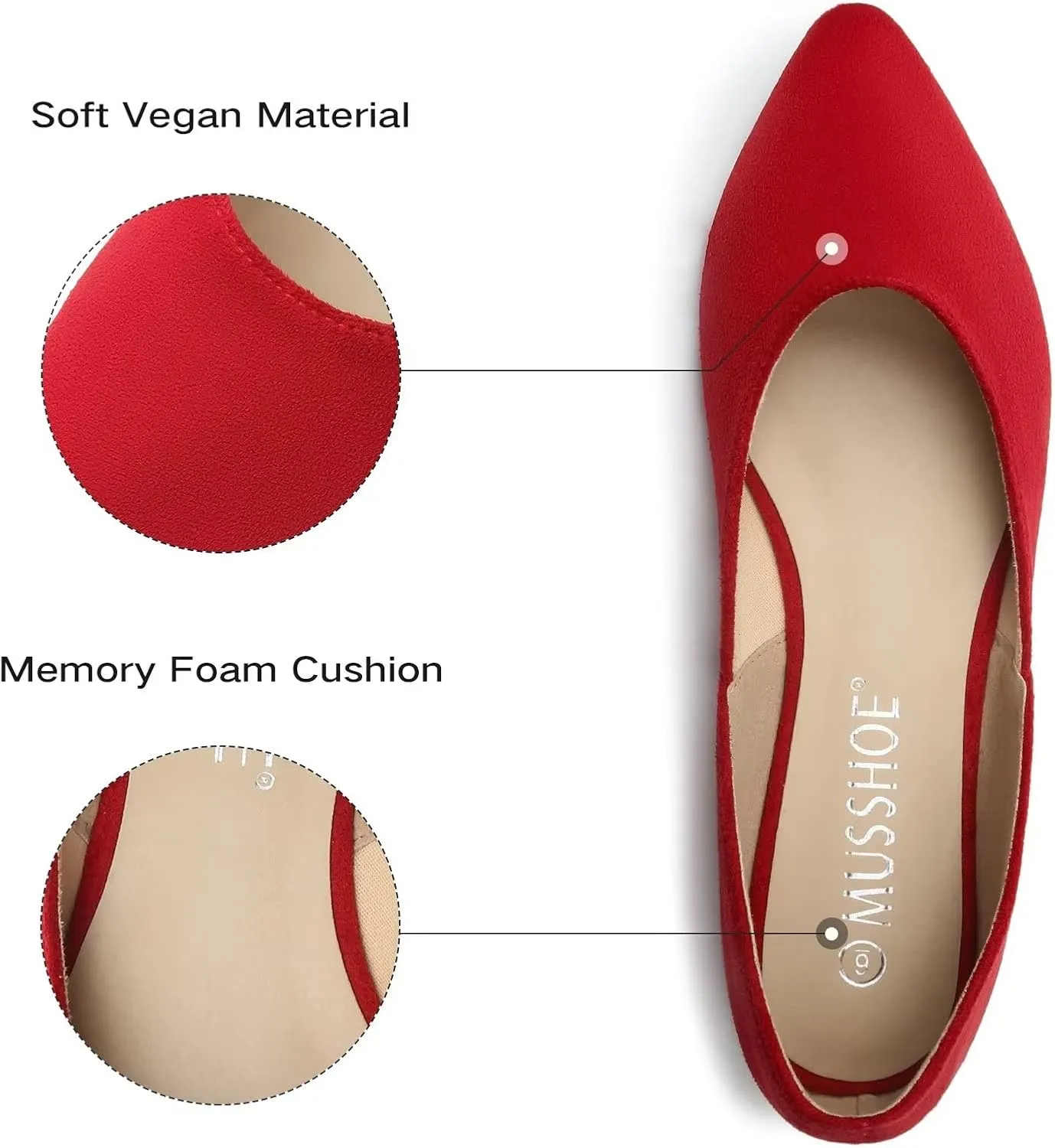 MUSSHOE Flats Shoes Women Pointed Toe Flats for Women Elegant Women's Flats