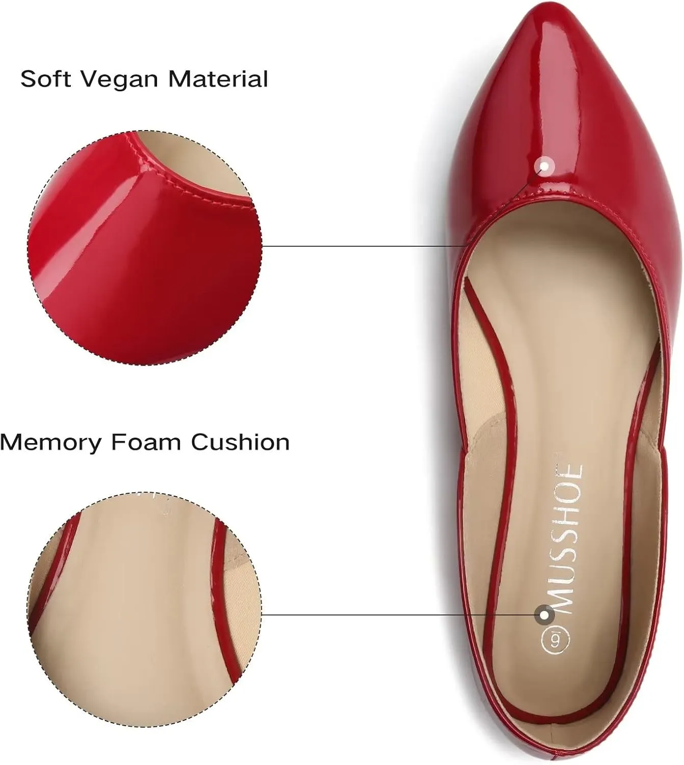 MUSSHOE Flats Shoes Women Pointed Toe Flats for Women Elegant Women's Flats