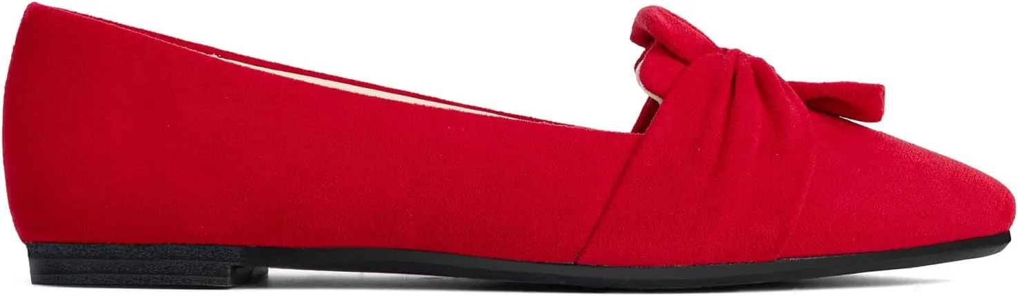 MUSSHOE Women's Flats Dressy Pointed Toe Comfortable Bowknot Ballet Flats Shoes