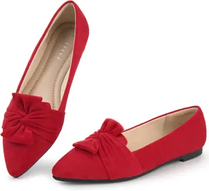 MUSSHOE Women's Flats Dressy Pointed Toe Comfortable Bowknot Ballet Flats Shoes