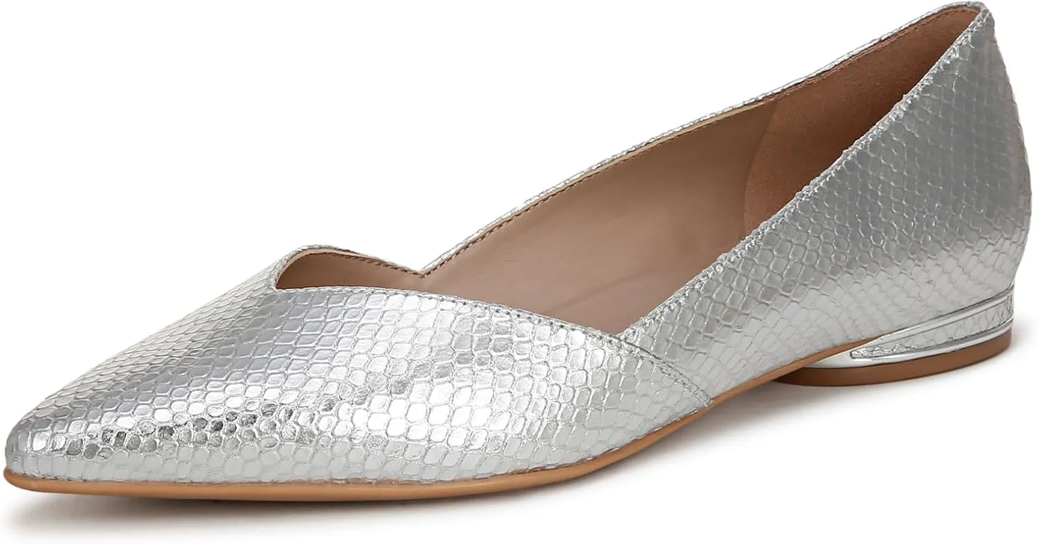 Naturalizer Womens Havana Ballet Flat Silver Snake Print Leather 11 M