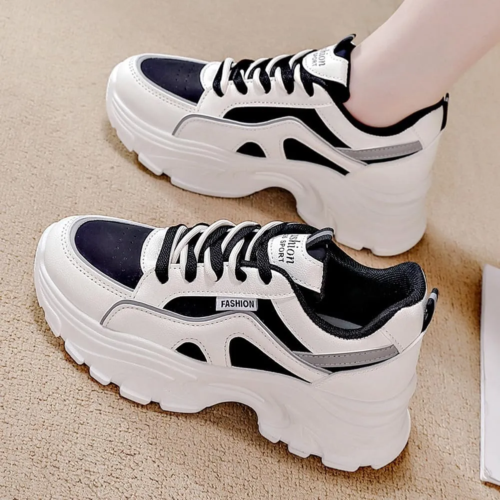 NCNDB Women's Fashion Super Chunky Sport Sneakers Lace Ups Trainers Running Shoes for Girls