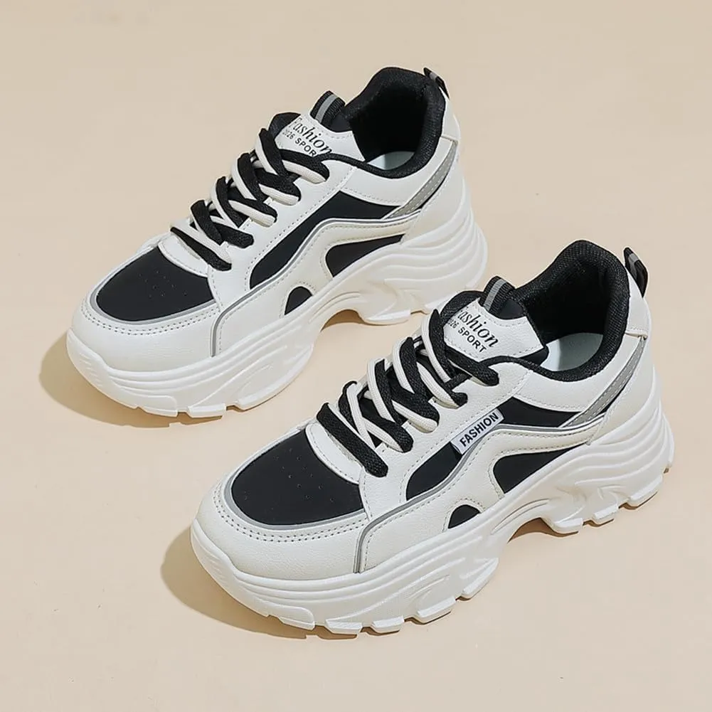 NCNDB Women's Fashion Super Chunky Sport Sneakers Lace Ups Trainers Running Shoes for Girls