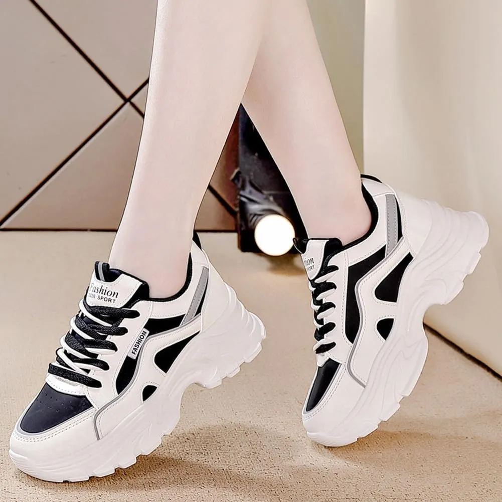 NCNDB Women's Fashion Super Chunky Sport Sneakers Lace Ups Trainers Running Shoes for Girls