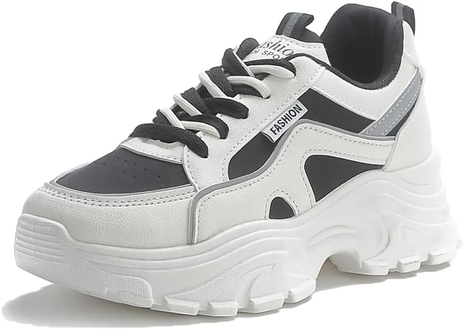 NCNDB Women's Fashion Super Chunky Sport Sneakers Lace Ups Trainers Running Shoes for Girls