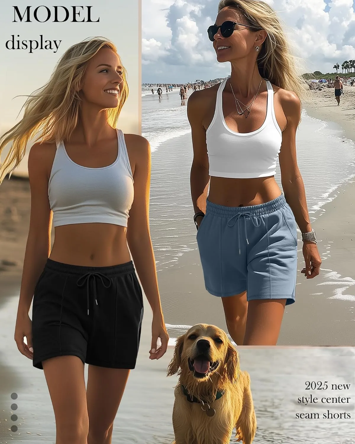 Neer 3 Pack Women's Sweat Shorts, Casual Drawstring Athletic Shorts Summer Lounge Loose Solid Active Short Pants with Pockets