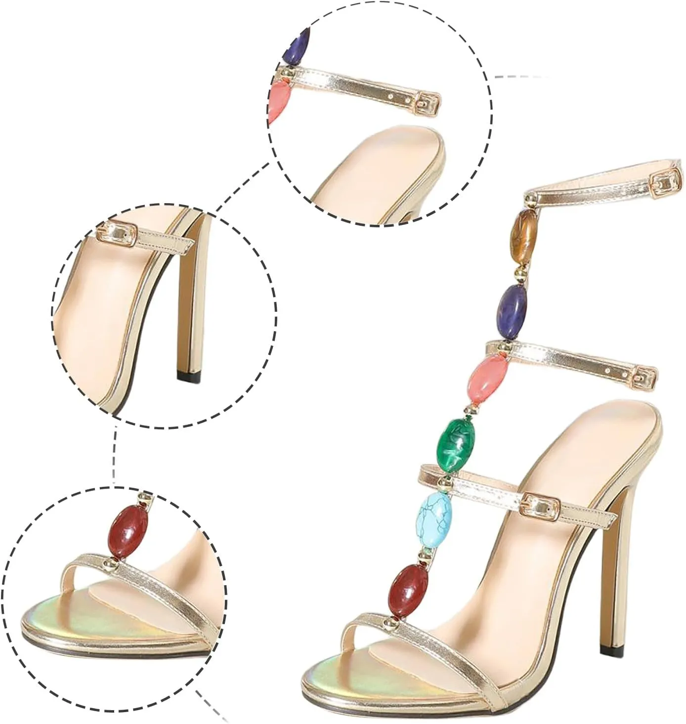 New Sexy Stilettos Pearl Buckle Straps Sexy Women's Sandals Crossing over Sandals for Women