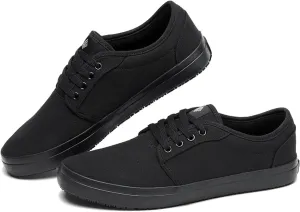 Non Slip Work Shoes for Men & Women Food Service, Black Unisex Casual Stain & Oil Slip Resistant Restaurant Server Sneakers, Comfortable Water Resistant Culinary Chef Kitchen Cook Shoes