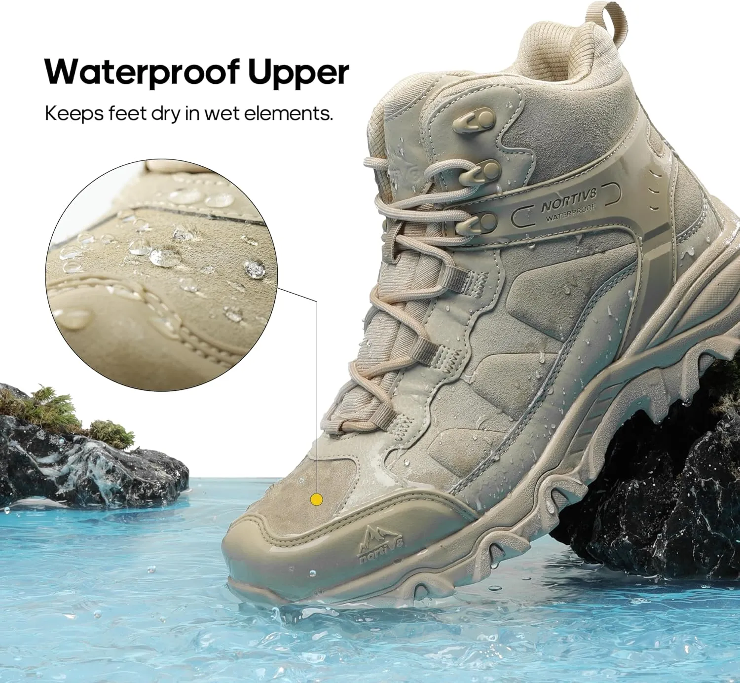 NORTIV 8 Men's Waterproof Hiking Boots Outdoor Mid Trekking Lightweight Mountaineering Shoes Paladin
