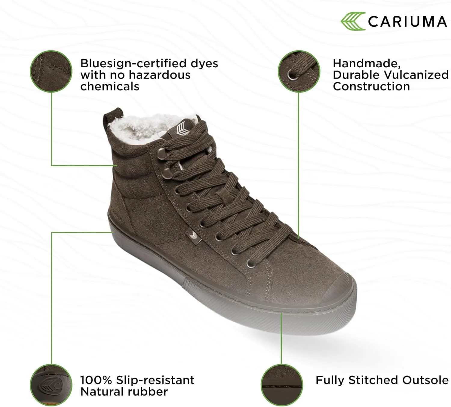 OCA Therma High Tops Suede Boots, Comfortable Shoes for Women, Lightweight & Sustainable, Versatile Casual Footwear with 100% Vegan Insoles, Rubber Soles