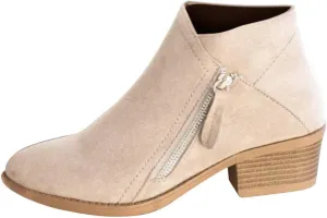 oiangi Womens Boots Fall 2022 Ankle Booties Vintage Slip on Round Toe Side Zipper Chunky Block Mid Heel Booties Solid Casual Comfy Outdoor Ladies Shoes