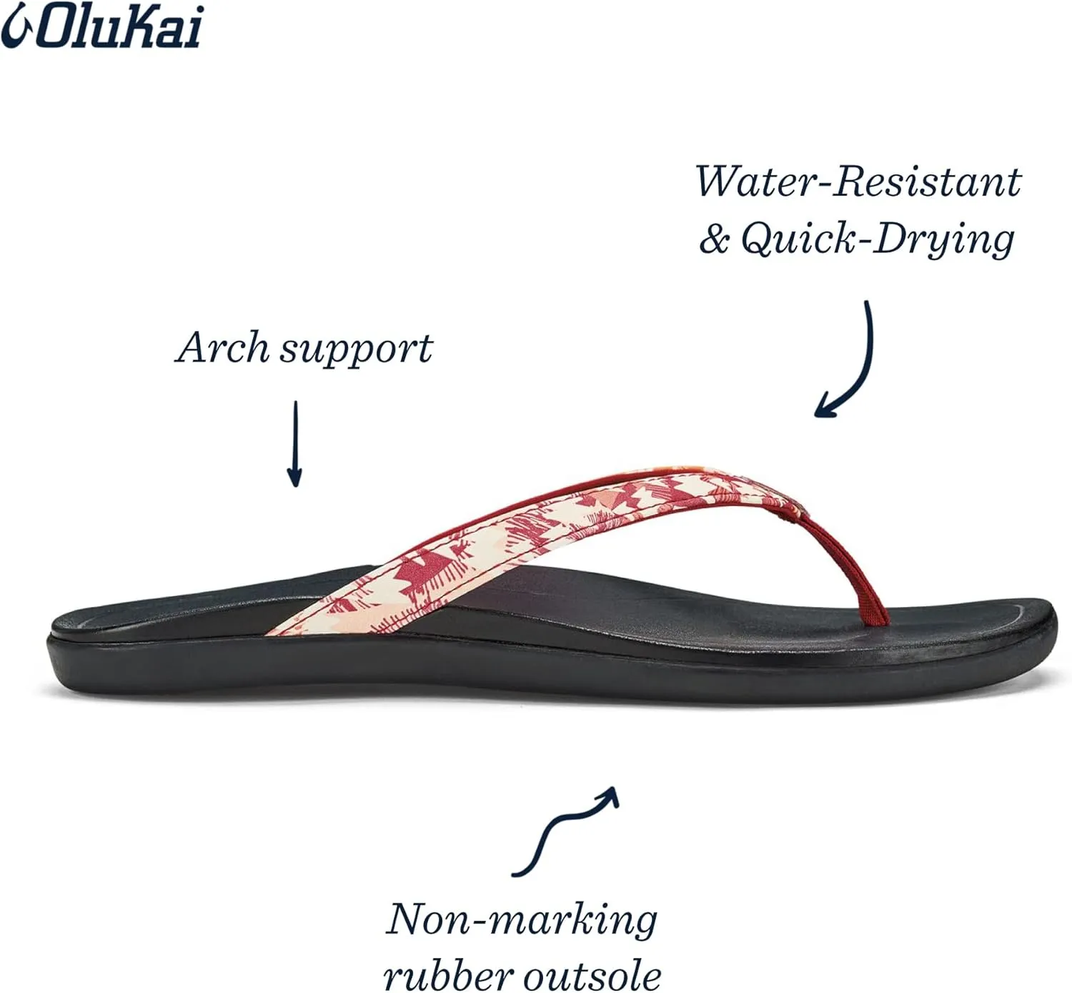 OLUKAI Ho'opio Women's Beach Sandals, Quick-Dry Flip-Flop Slides, Clean & Minimal Aesthetic, Water Resistant & Enhanced Traction, All-Day Comfort