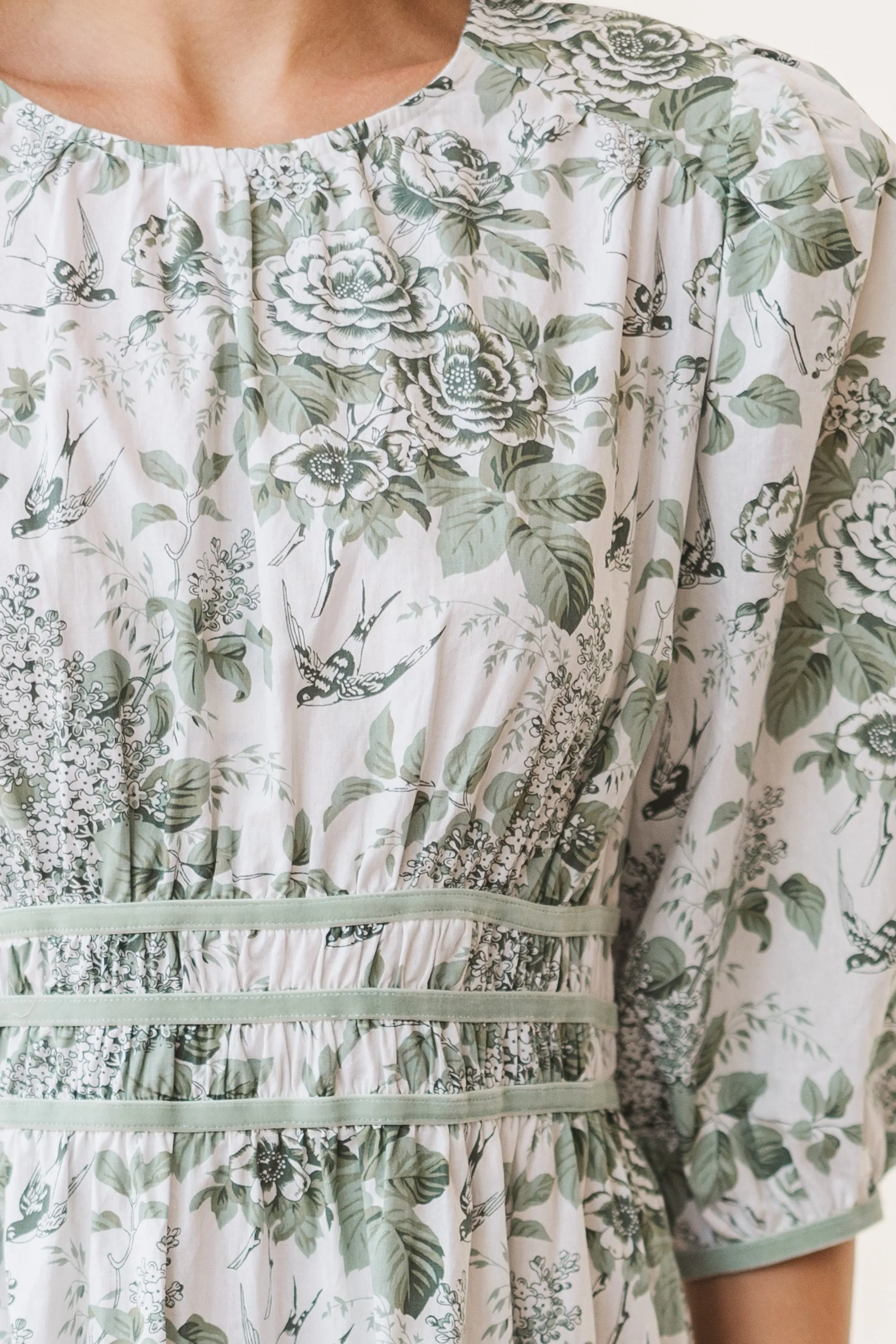 On The Trails Sage Green Floral Midi Dress