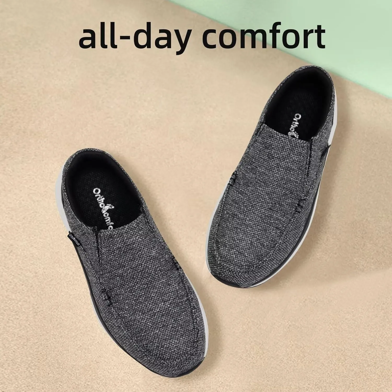 OrthoComfoot Women's Orthopedic Slip-On Loafers Walking Shoes: Comfortable Plantar Fasciitis Loafers with Arch Support for Flat Feet, Casual Orthotic Shoes for Foot and Heel Pain Relief