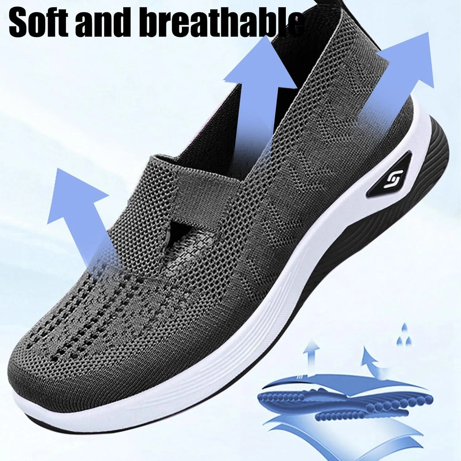 Orthopedic Shoes for Women Breathable Soft Walking Shoe Shoes Arch Support Slip On Sneakers Comfort Work Sneakers Woven Mesh Up Casual Running Going Out Flat Sneaker