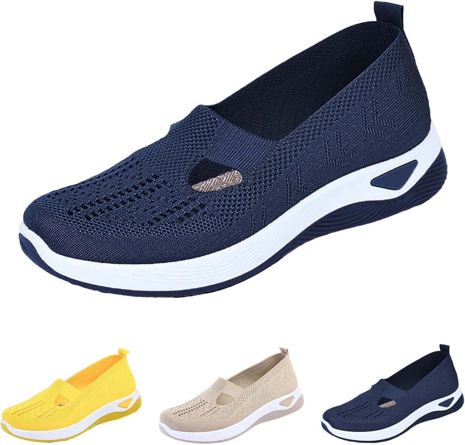 Orthopedic Walking Shoes for Women Slip On Sneakers with Arch Support Comfortable Casual Loafers Plantar Fasciitis Relief Foot Heel Pain Diabetic Feet