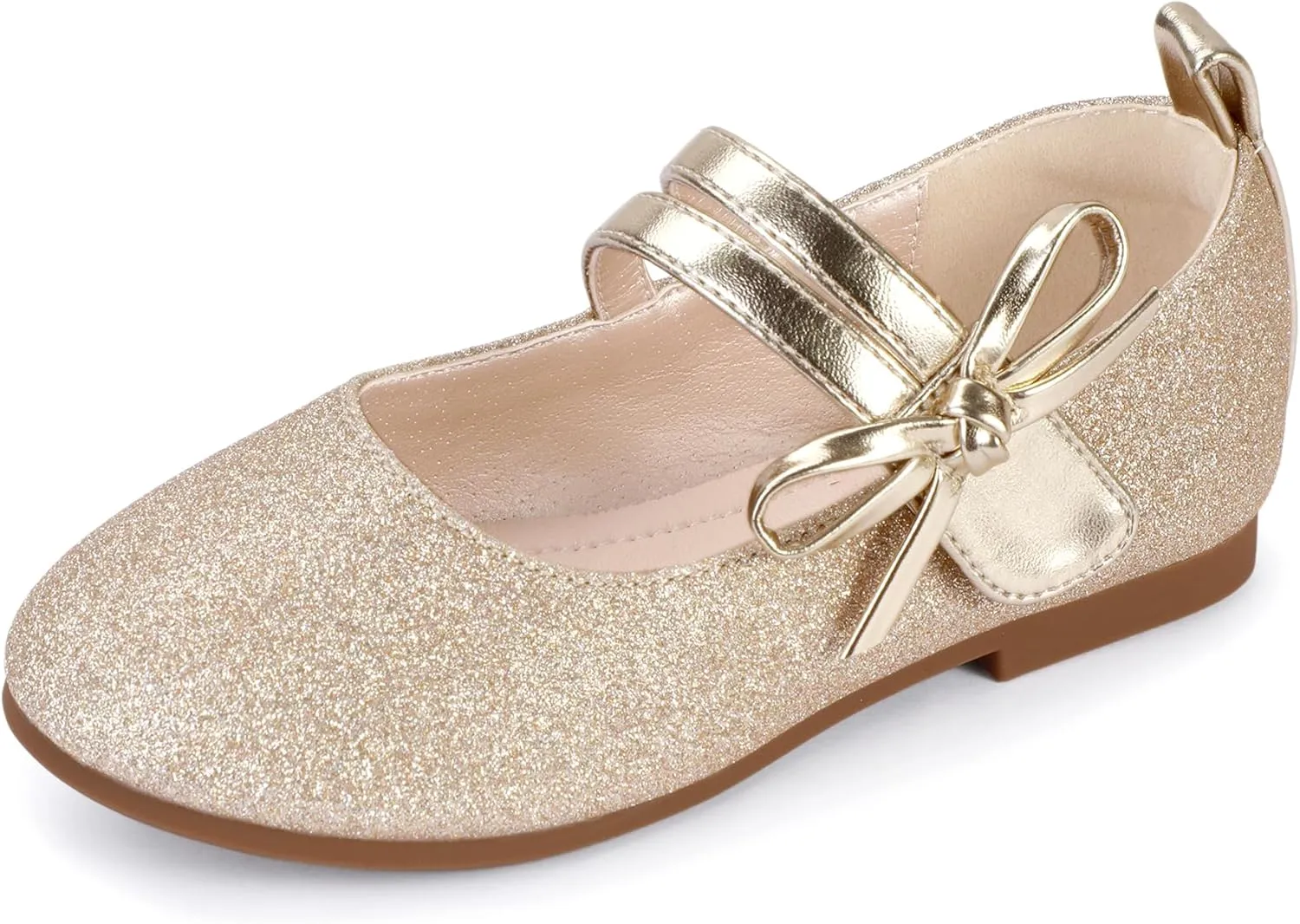 PANDANINJIA Naomi Girls Dress Shoes Mary Jane Ballet Flats Flower Girl Wedding Party Communion Shoes for Toddler Little Kid Big Kid