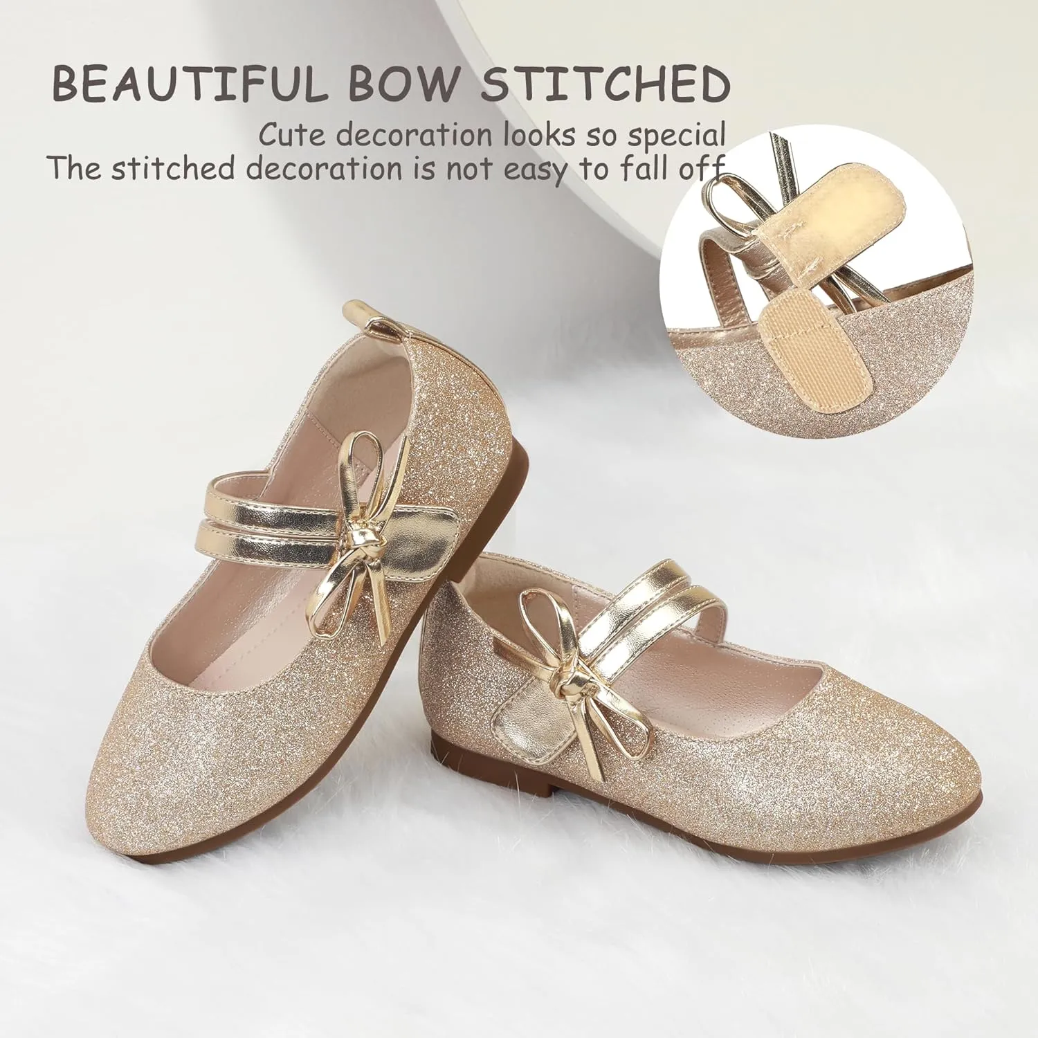 PANDANINJIA Naomi Girls Dress Shoes Mary Jane Ballet Flats Flower Girl Wedding Party Communion Shoes for Toddler Little Kid Big Kid