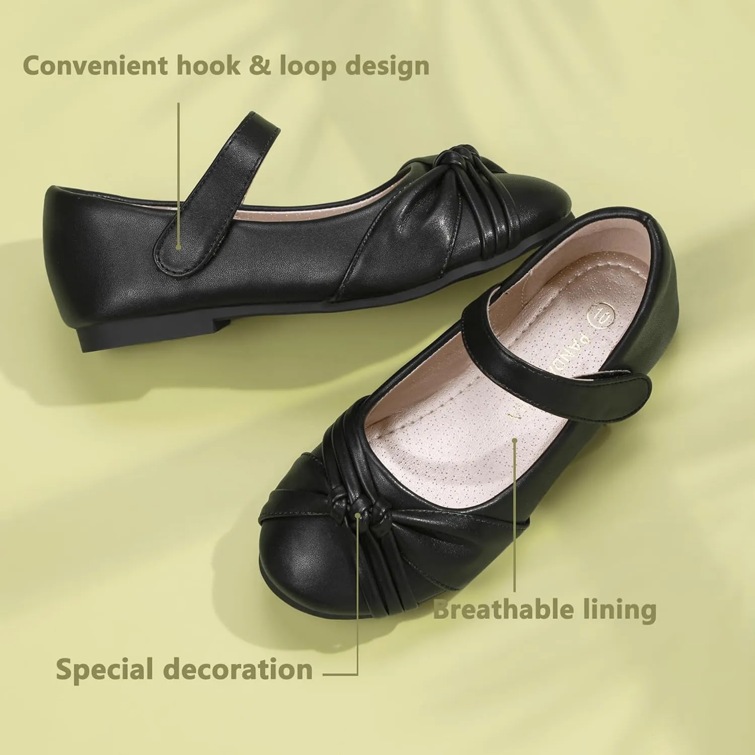 PANDANINJIA Rika Girls Dress Shoes Flower Girl Mary Jane Flats Wedding Party School Shoes for Toddler Little Kid Big Kid