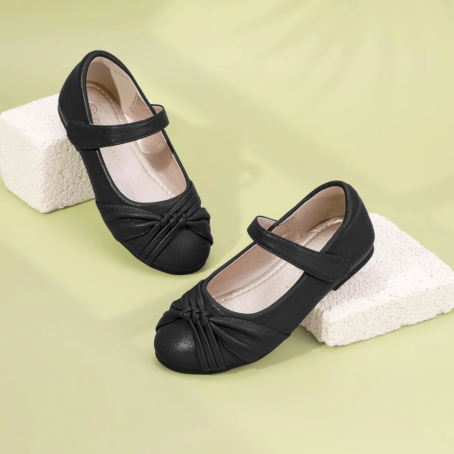 PANDANINJIA Rika Girls Dress Shoes Flower Girl Mary Jane Flats Wedding Party School Shoes for Toddler Little Kid Big Kid