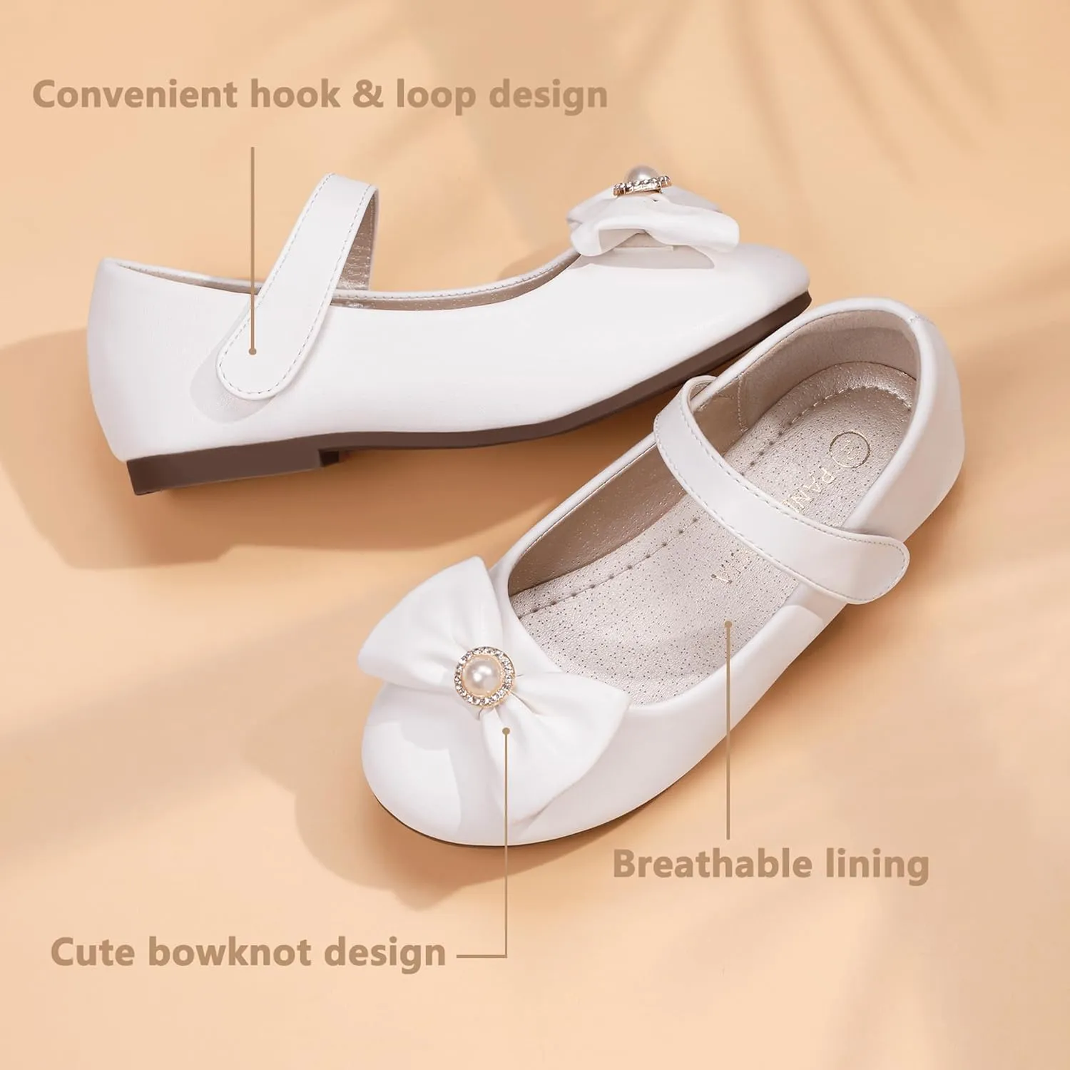 PANDANINJIA Rika Girls Dress Shoes Flower Girl Mary Jane Flats Wedding Party School Shoes for Toddler Little Kid Big Kid