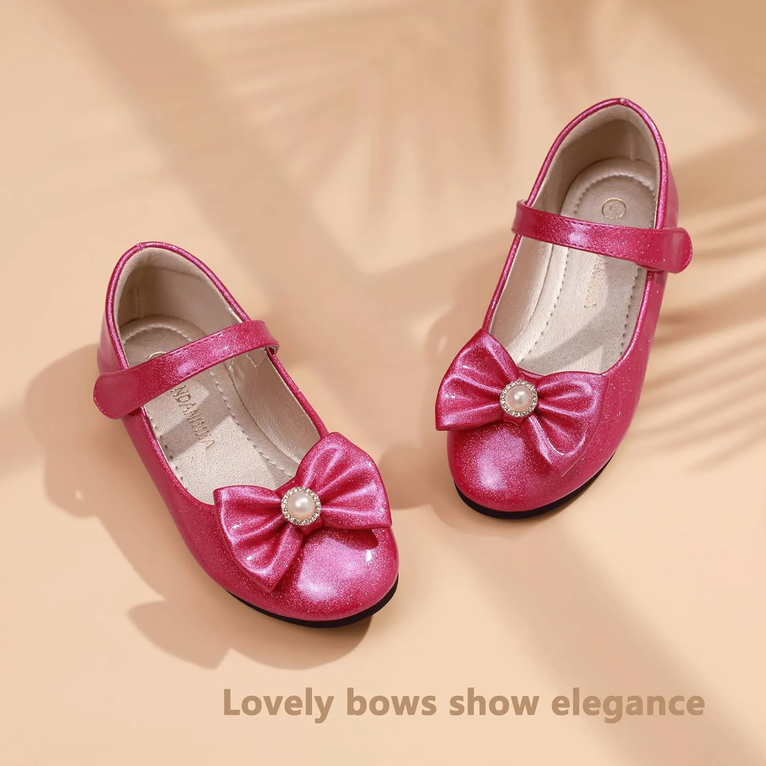 PANDANINJIA Rika Girls Dress Shoes Flower Girl Mary Jane Flats Wedding Party School Shoes for Toddler Little Kid Big Kid