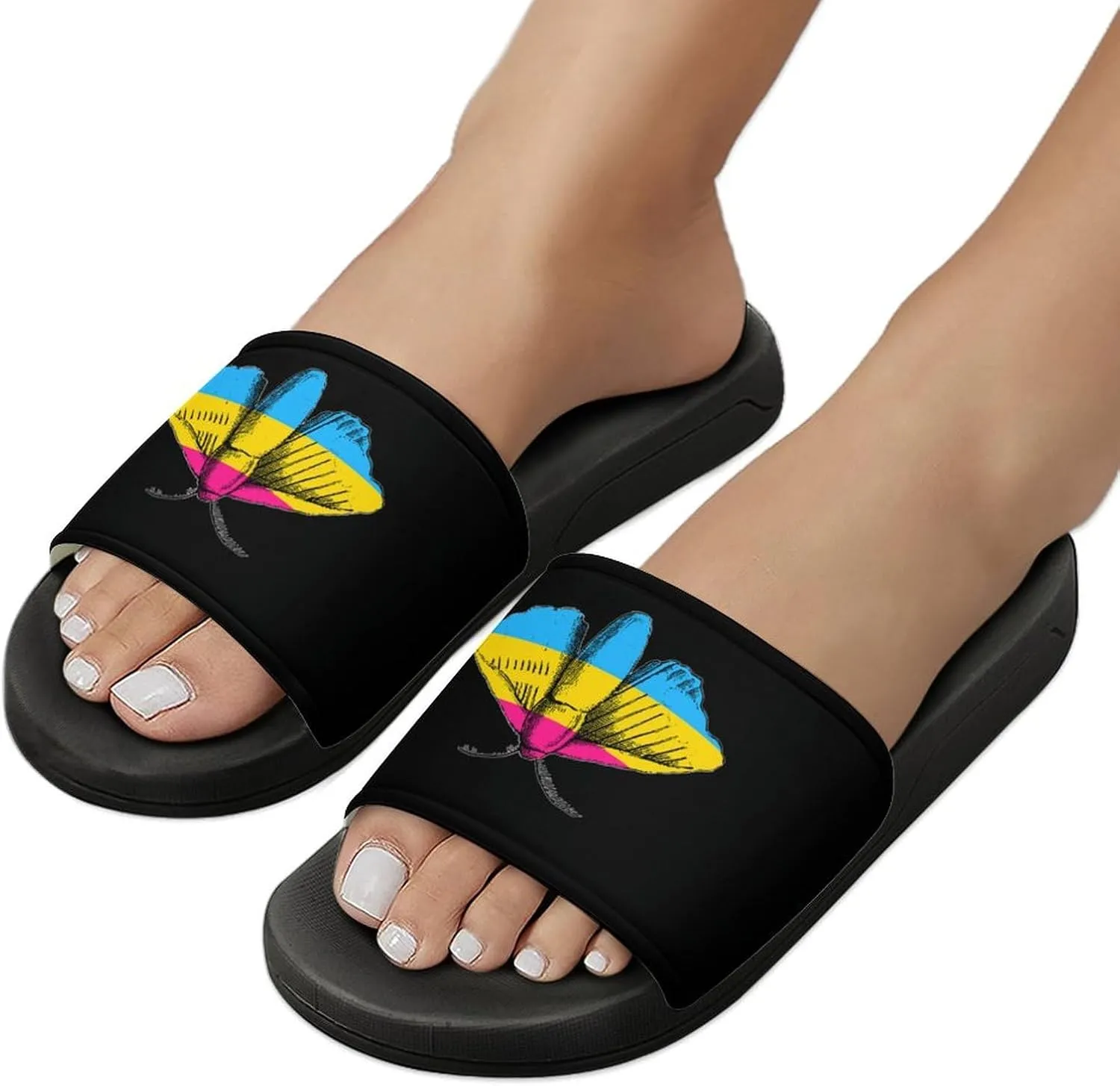 Pansexual Flag Silk Moth Shower Sandals PVC Pillow Slippers Bath Slip On Home Shoes Non-Slip for Outdoor