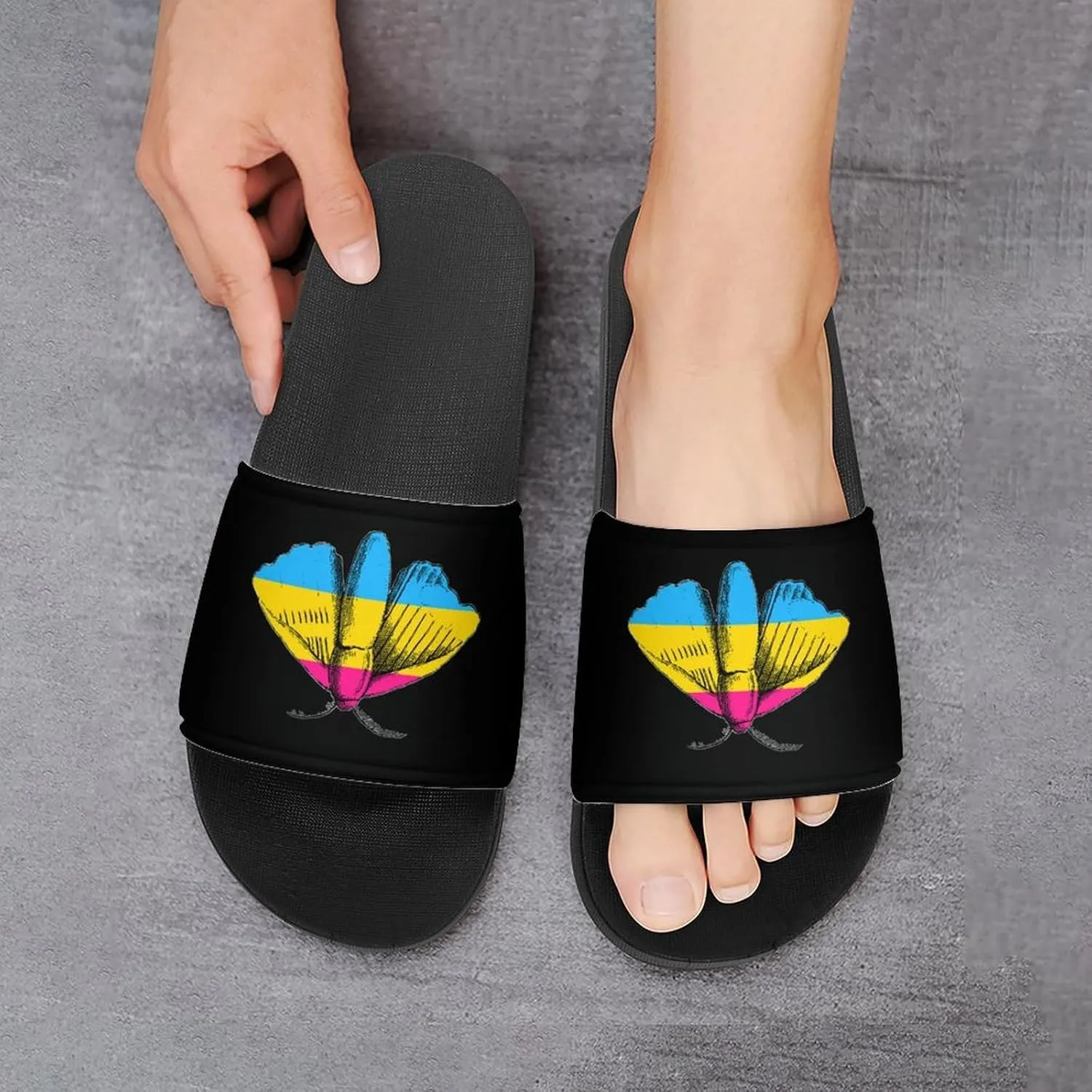 Pansexual Flag Silk Moth Shower Sandals PVC Pillow Slippers Bath Slip On Home Shoes Non-Slip for Outdoor