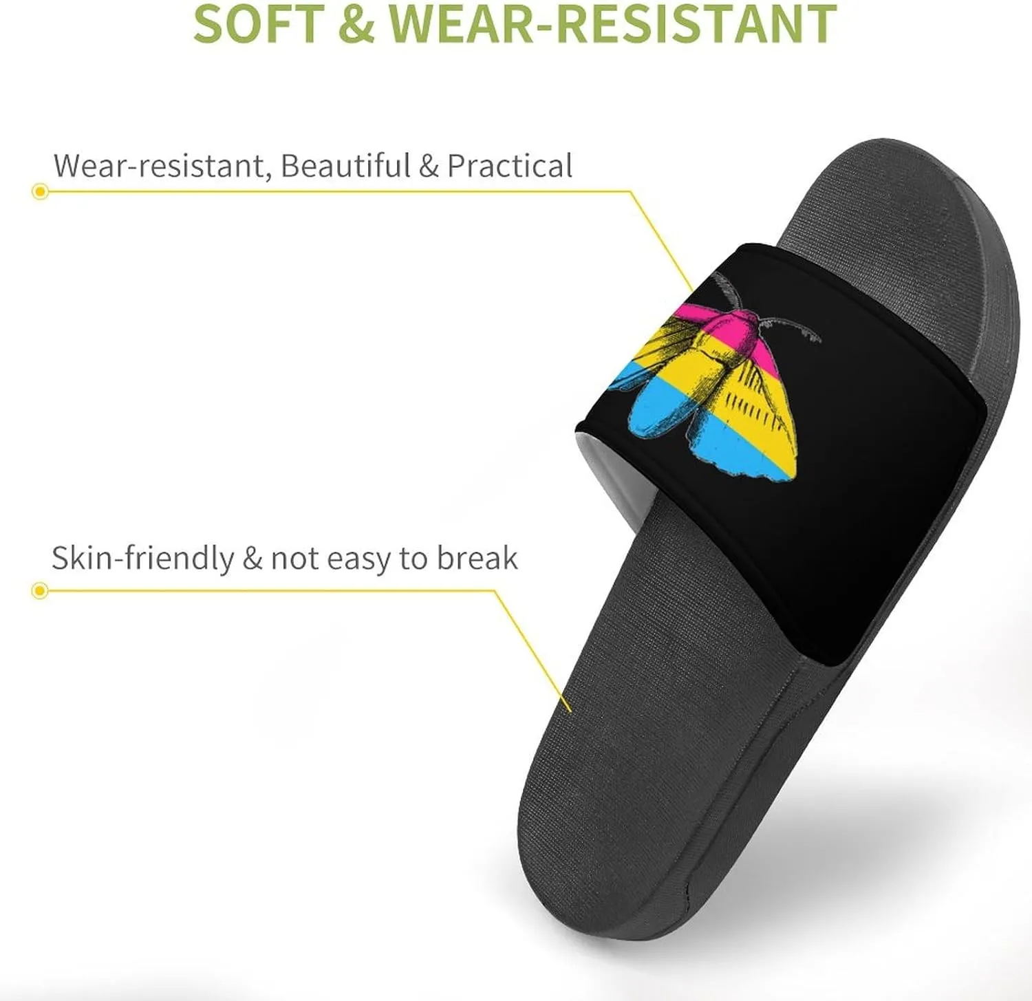 Pansexual Flag Silk Moth Shower Sandals PVC Pillow Slippers Bath Slip On Home Shoes Non-Slip for Outdoor