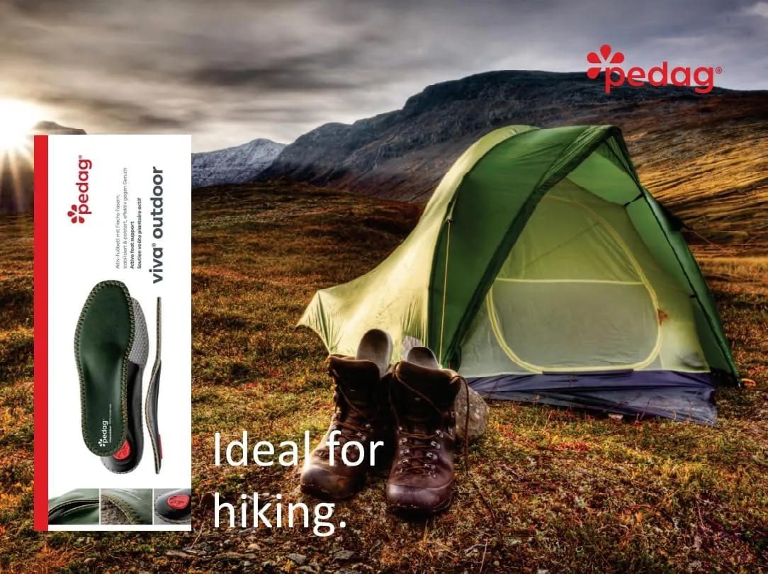 pedag Viva Outdoor | Made in Germany | Hiking Arch Support, Metatarsal Pad & Heel Cushion | Breathable Vegan Leather Insoles | Semi-Rigid | Prevents Foot Odor & Relieves Tired Feet. Size US M11/EU44