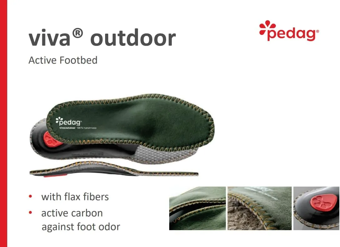 pedag Viva Outdoor | Made in Germany | Hiking Arch Support, Metatarsal Pad & Heel Cushion | Breathable Vegan Leather Insoles | Semi-Rigid | Prevents Foot Odor & Relieves Tired Feet. Size US M11/EU44