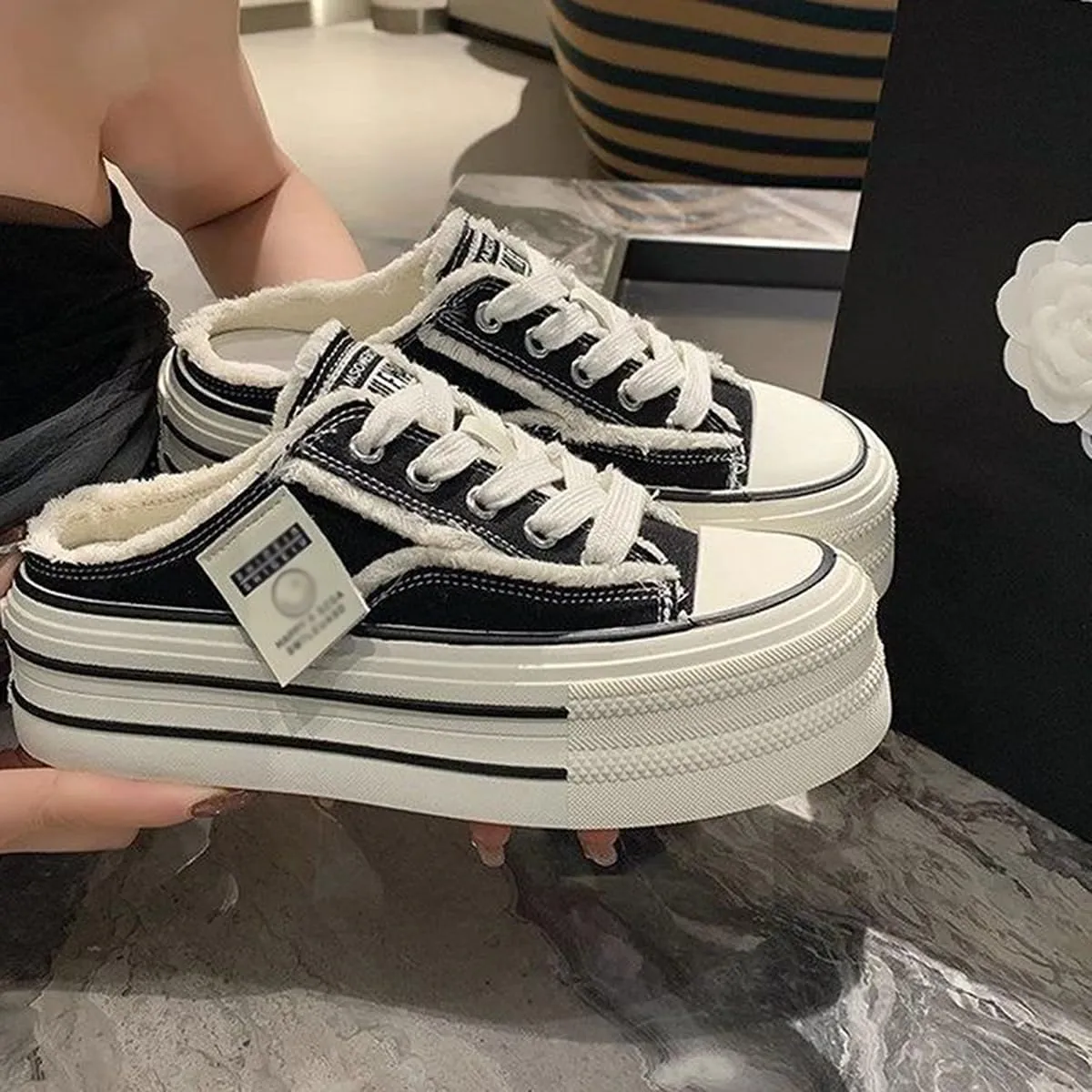 Platform Slip On Shoes for Women, Slip On Canvas Shoes for Women 2025 Comfortable Breathable Casual Indoor