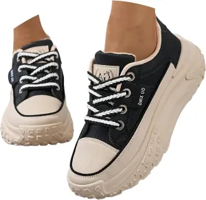 Platform Sneakers Women Chunky Sneakers Casual Walking Shoes Preppy Shoes Non Slip Breathable Fashion Sneakers
