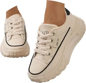 Platform Sneakers Women Chunky Sneakers Casual Walking Shoes Preppy Shoes Non Slip Breathable Fashion Sneakers