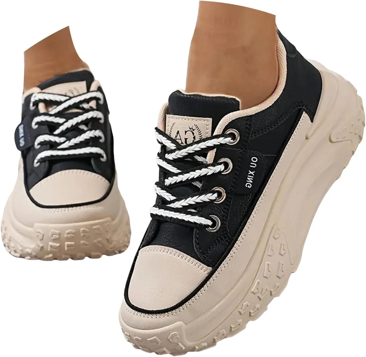 Platform Sneakers Women Chunky Sneakers Casual Walking Shoes Preppy Shoes Non Slip Breathable Fashion Sneakers