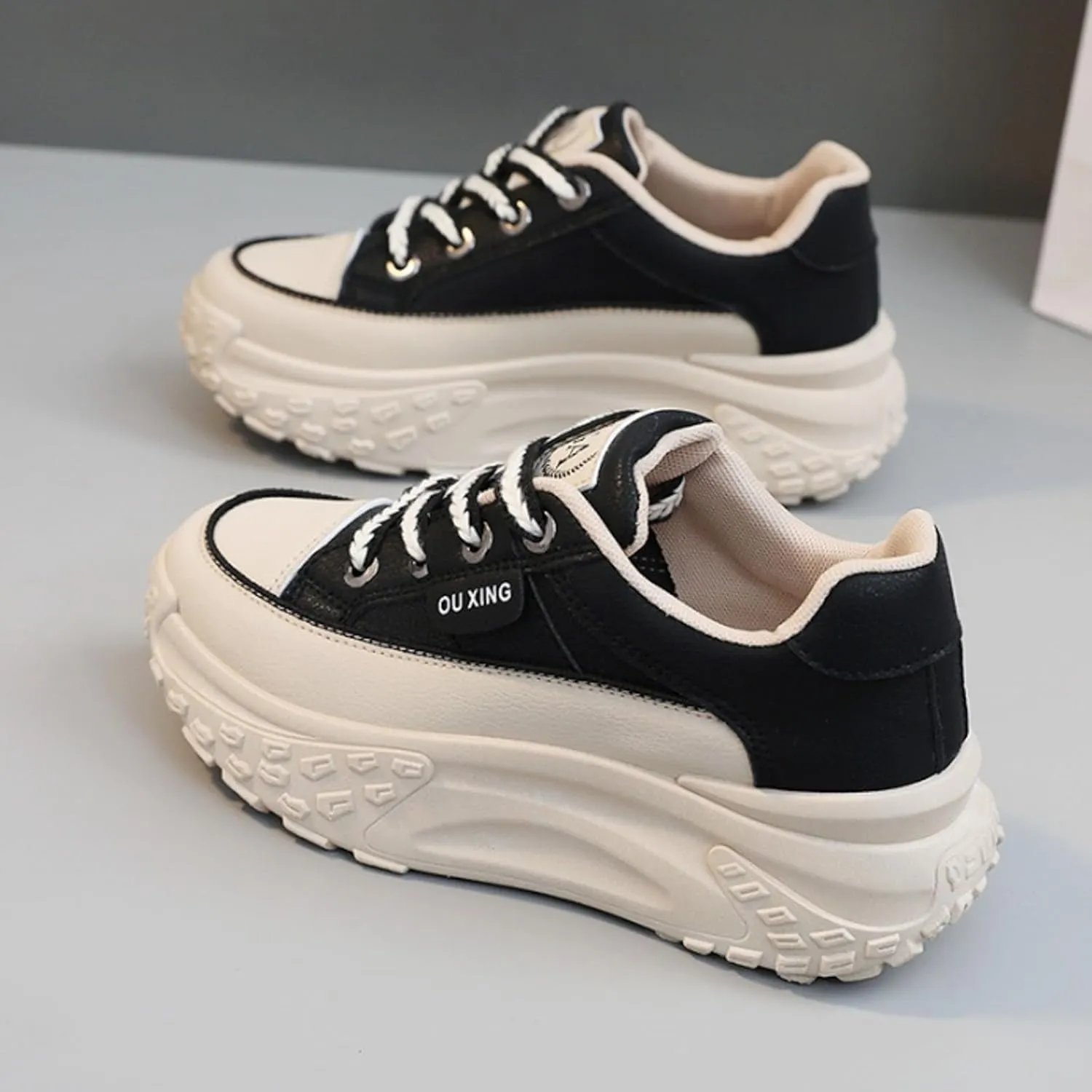 Platform Sneakers Women Chunky Sneakers Casual Walking Shoes Preppy Shoes Non Slip Breathable Fashion Sneakers