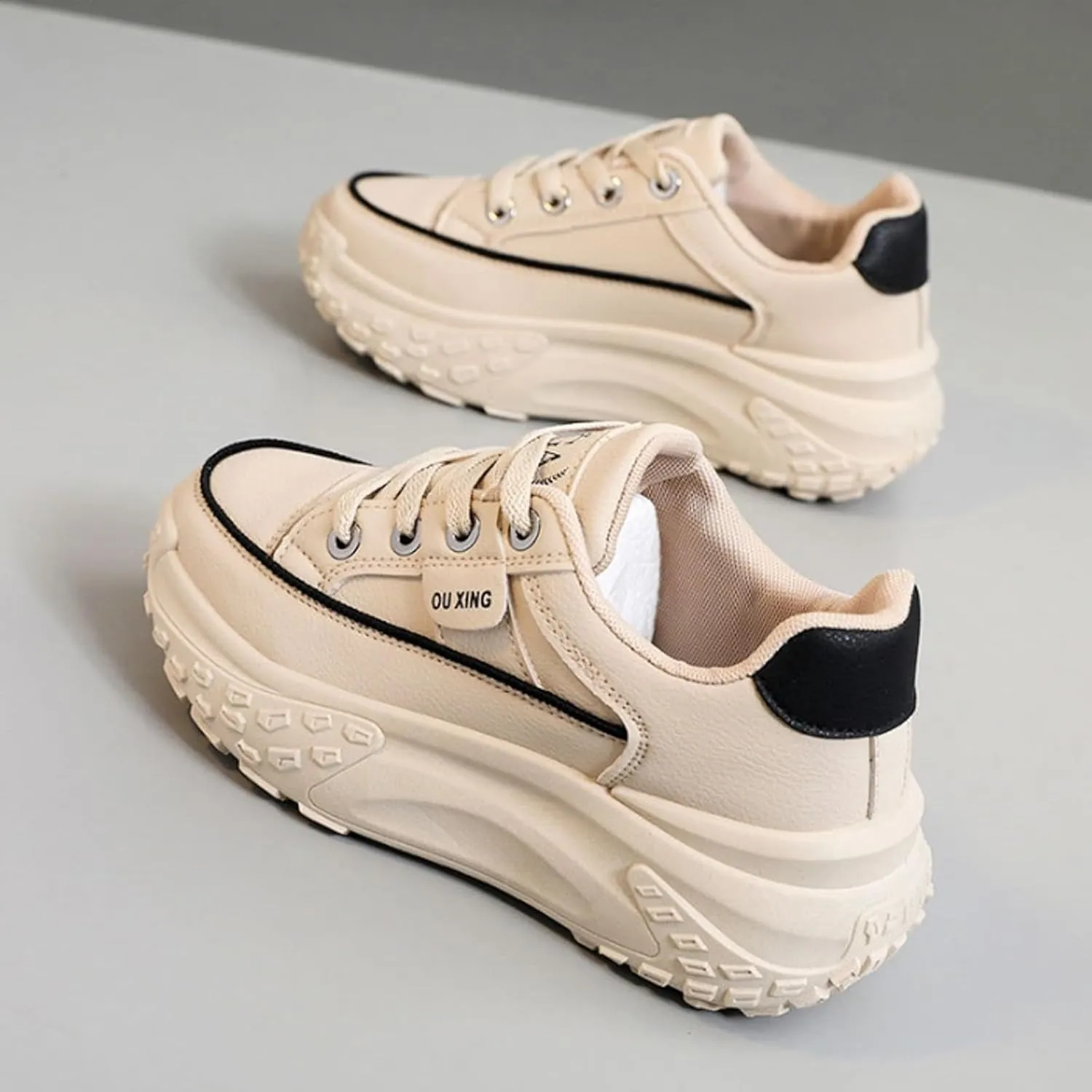 Platform Sneakers Women Chunky Sneakers Casual Walking Shoes Preppy Shoes Non Slip Breathable Fashion Sneakers