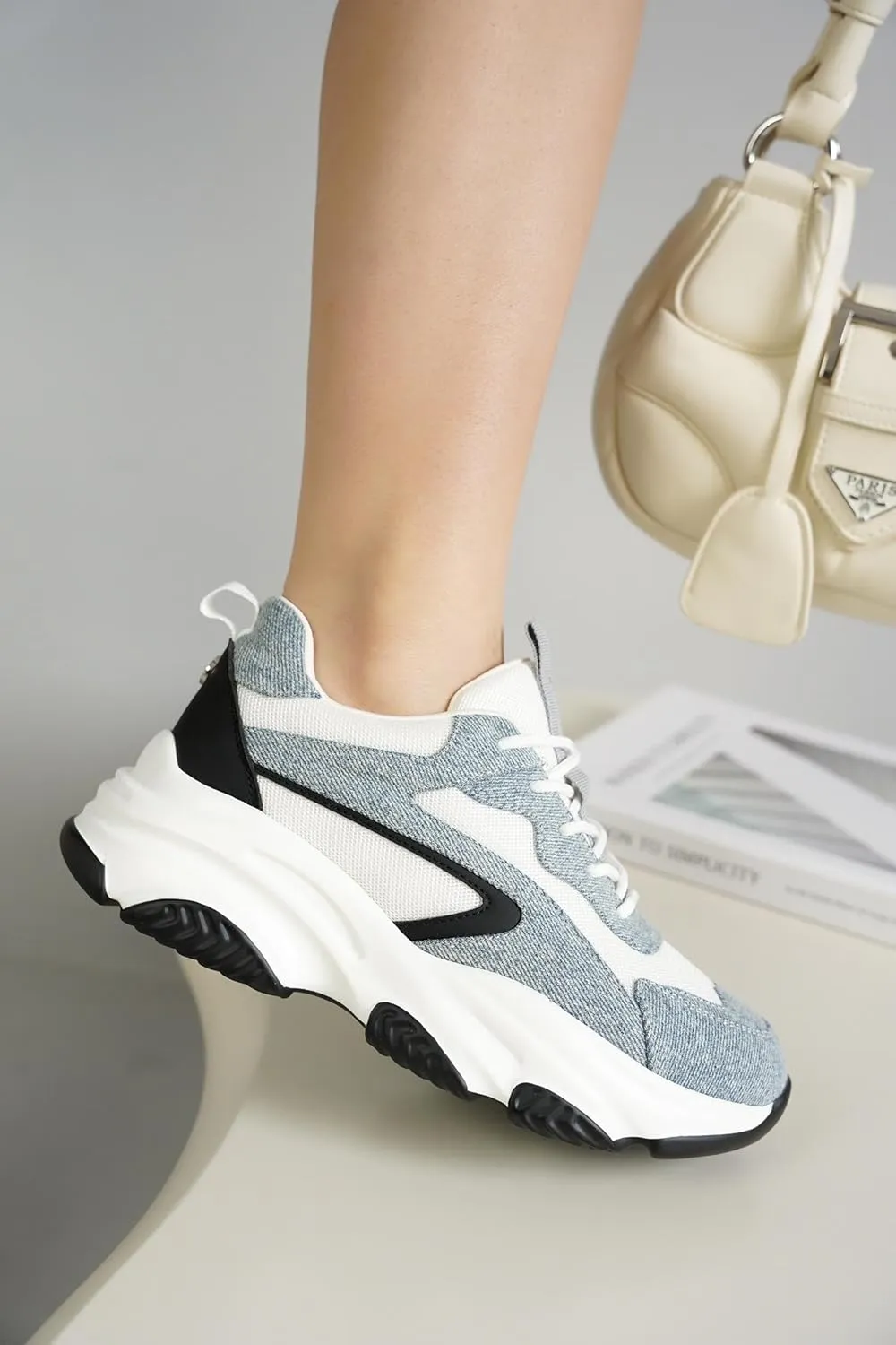 Project Cloud Chunky Platform Sneakers for Women - Comfortable Memory Foam Insole Shoes for Women Footwear - Lace-up Womens Shoes & Fashion Sneakers (Coco)