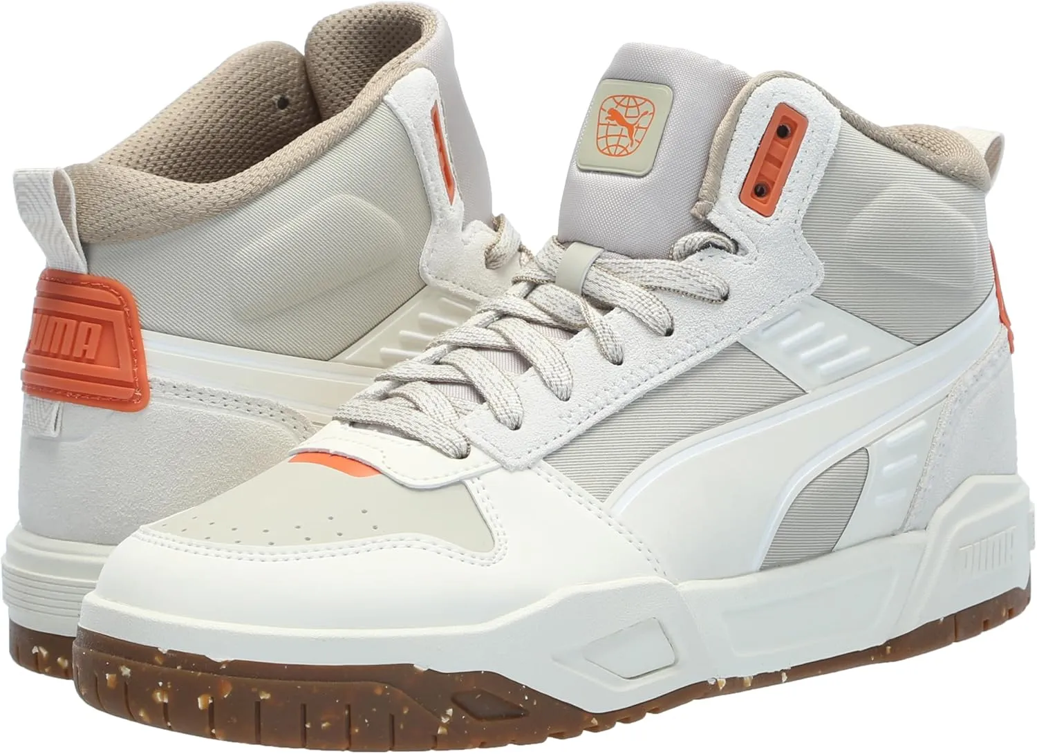 PUMA Men's RBD Tech Mid Shoes, Black-Clementine-White, 7
