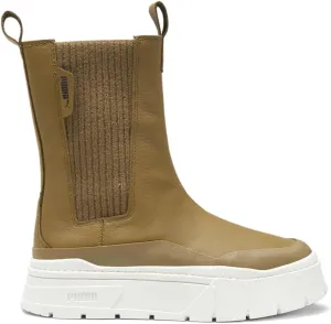 PUMA Womens Mayze Stack Round Toe Platform Chelsea Pull On Casual Boots Ankle Low Heel 1-2" - Brown - Size 10 M