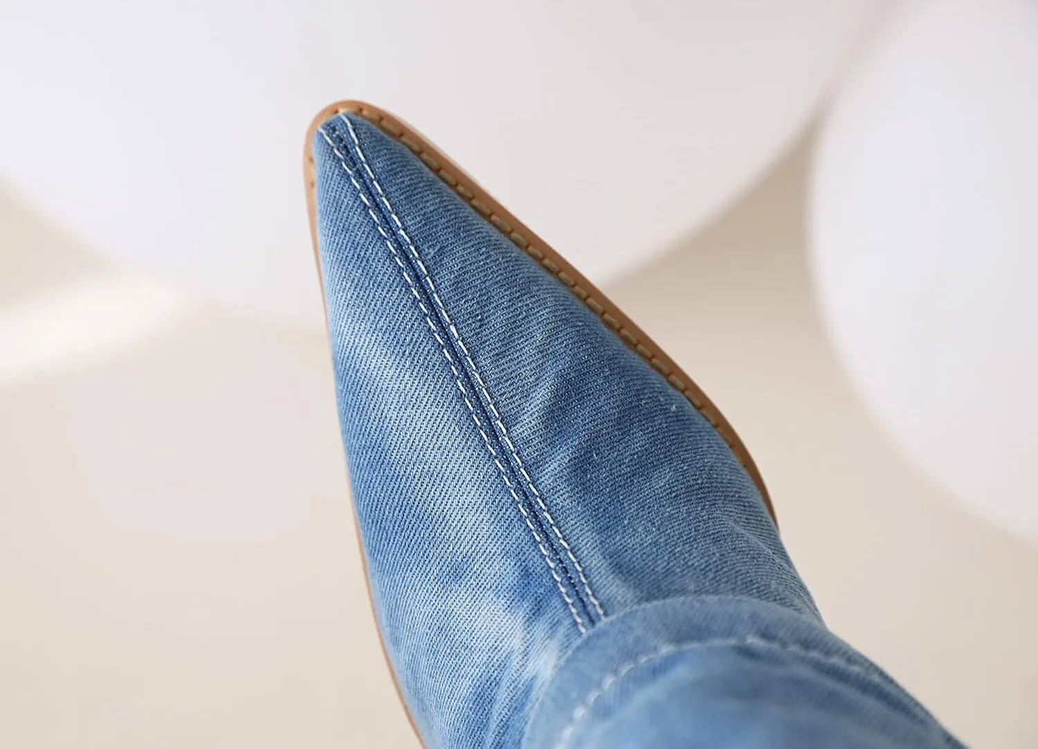 Reitoye Cowboy Boots for Women Embroidery Western Cowgirl Knee High Chunky Heel Boots with Pull-Up Tabs