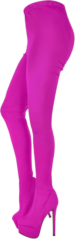 richealnini Women Stocking Over the Knee High Boots Sexy Pointed Toe Stiletto Heels