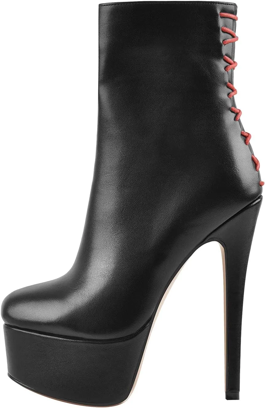 richealnini Women's Peep Toe Platform Stiletto High Heel Ankle Boots