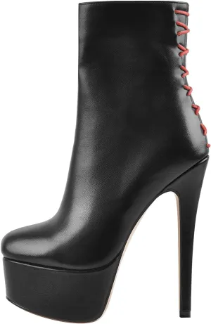 richealnini Women's Peep Toe Platform Stiletto High Heel Ankle Boots