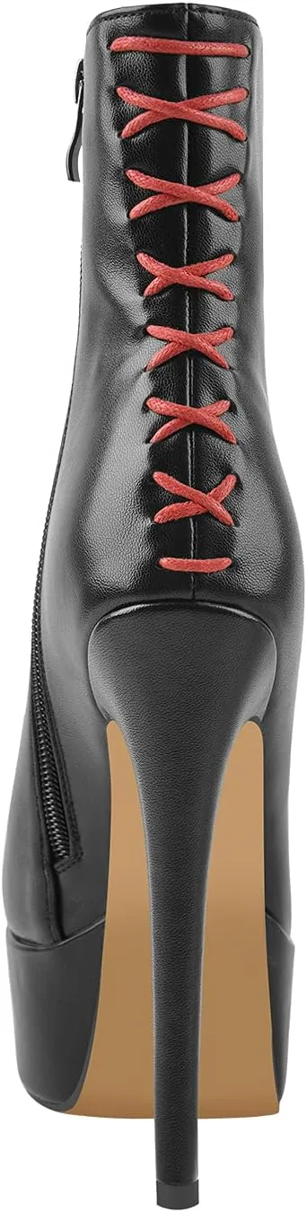 richealnini Women's Peep Toe Platform Stiletto High Heel Ankle Boots